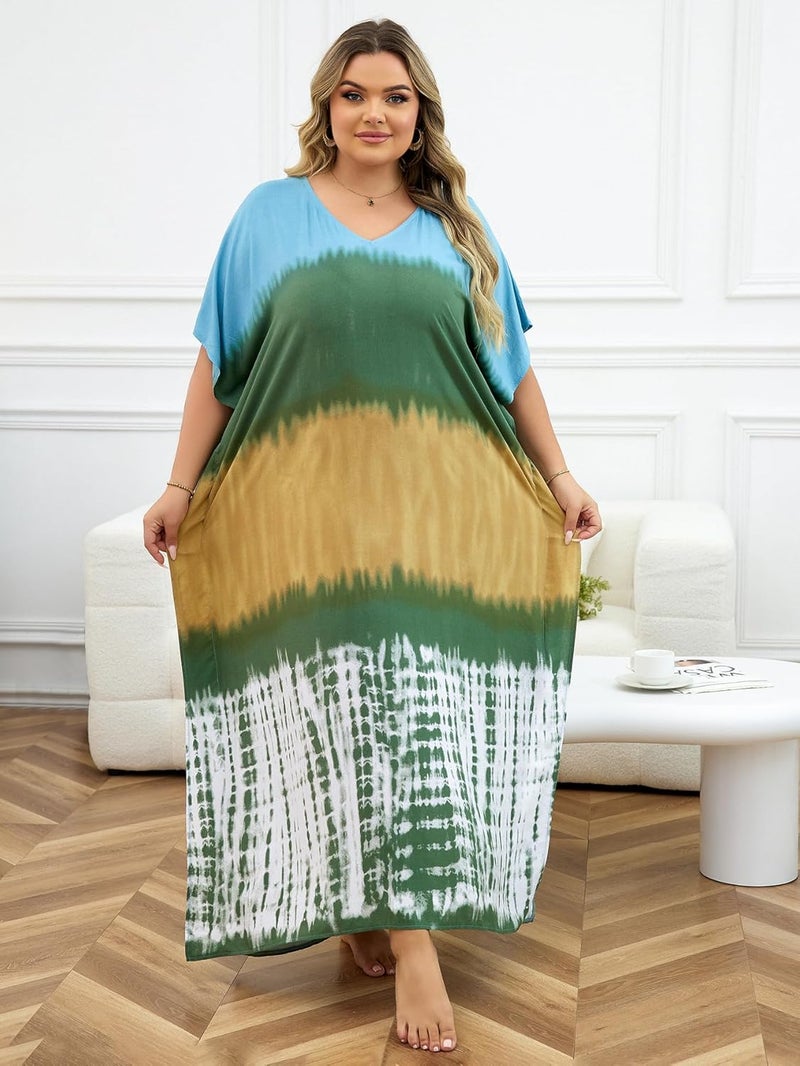 IMAGEKOPE Kaftan Dresses for Women Plus Size Bathing Suit Cover up Caftan Maxi Beach Dresses - Image 1